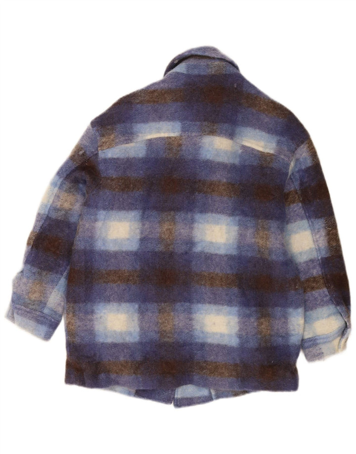 Giacca Shacket oversize da donna Zara UK 6 XS lana scozzese blu