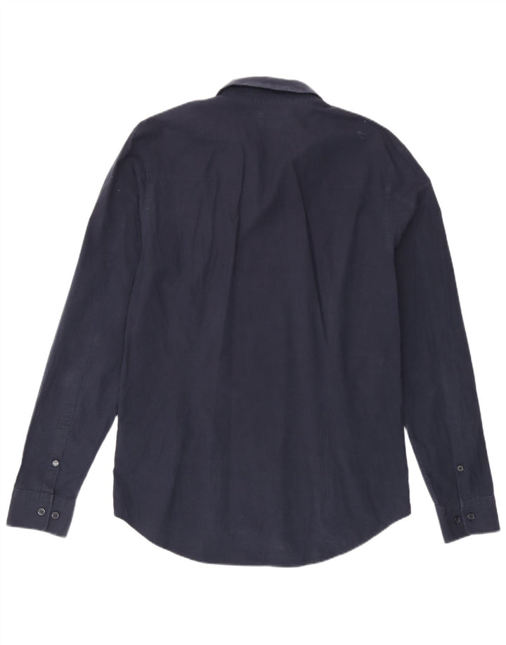 Camicia slim fit da uomo Calvin Klein Jeans in cotone blu navy medio