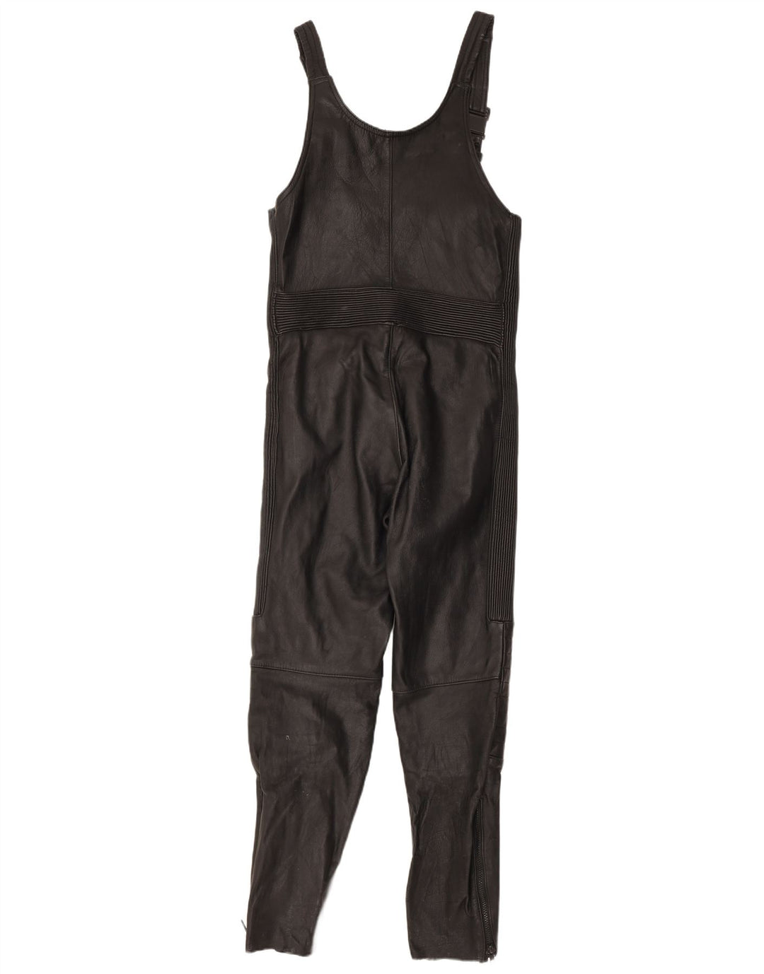 Tuta in pelle senza maniche da donna VINTAGE UK 12 Pelle nera media
