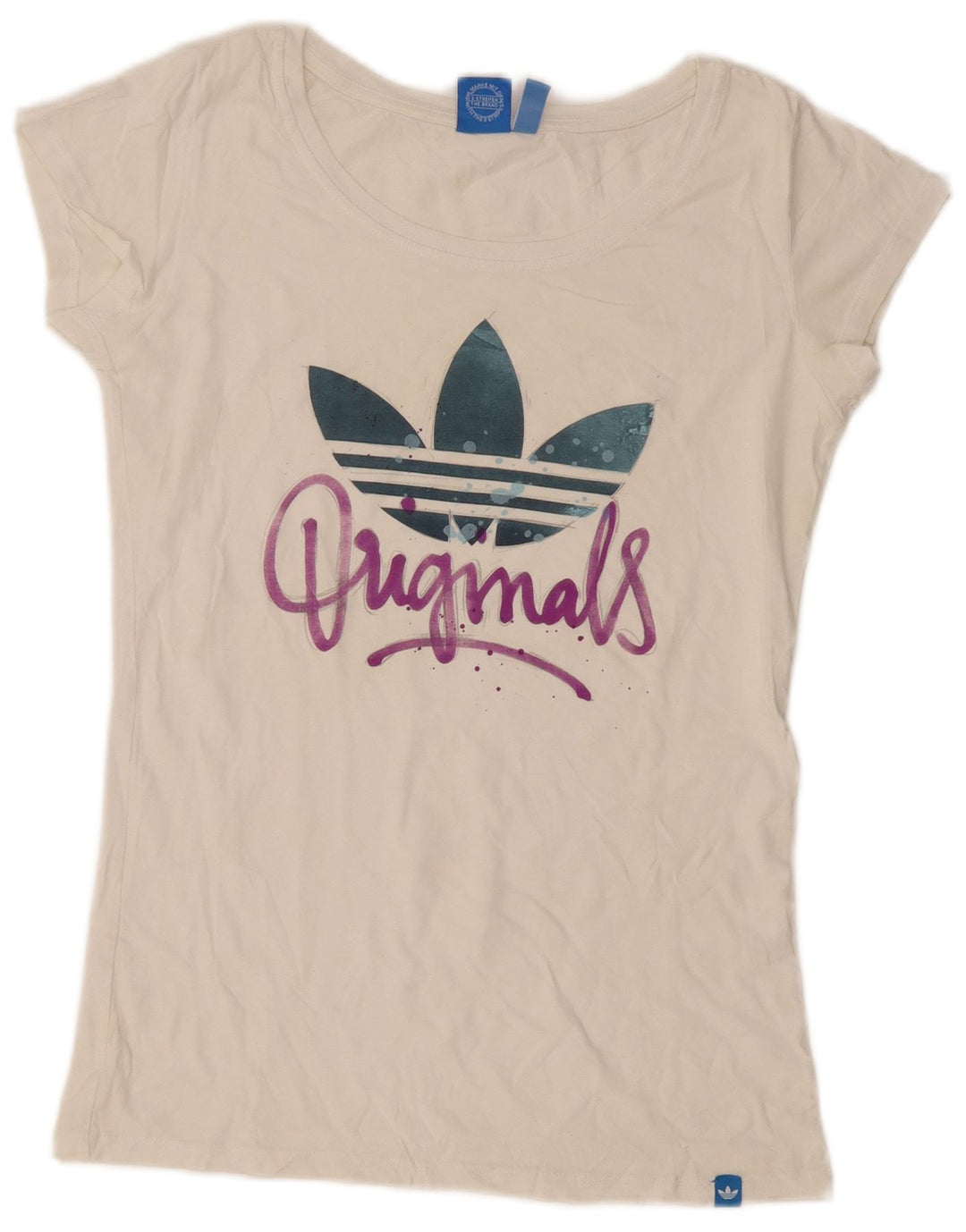 T-shirt grafica da donna Adidas Top UK 12 Medium White