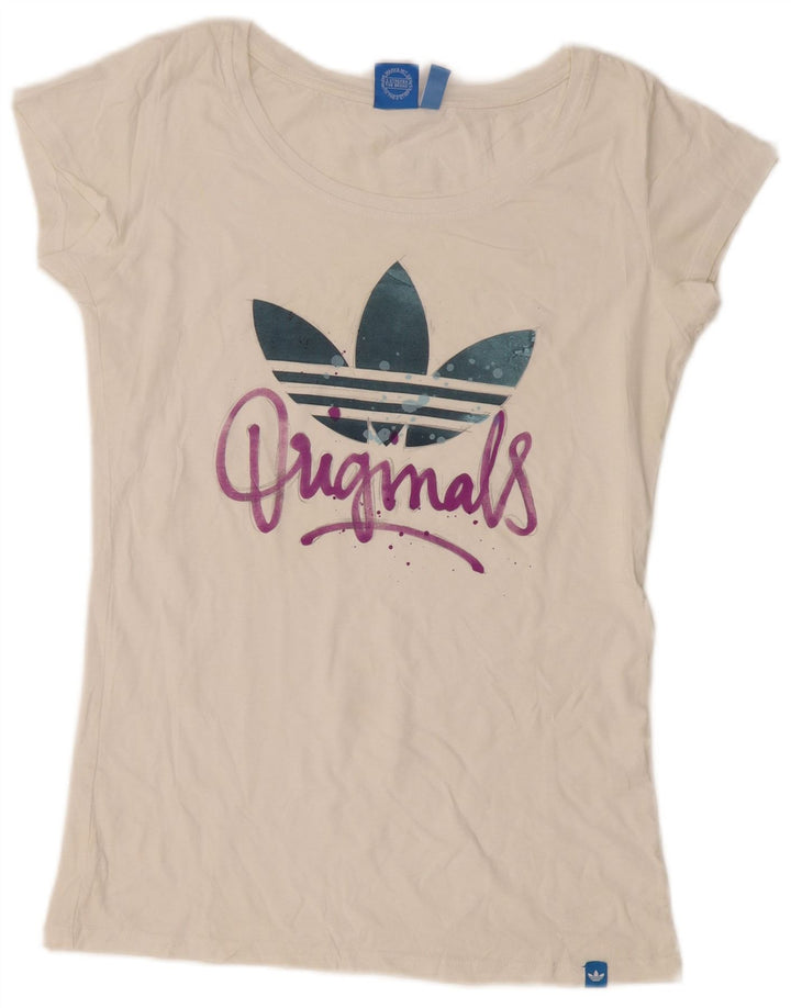 T-shirt grafica da donna Adidas Top UK 12 Medium White