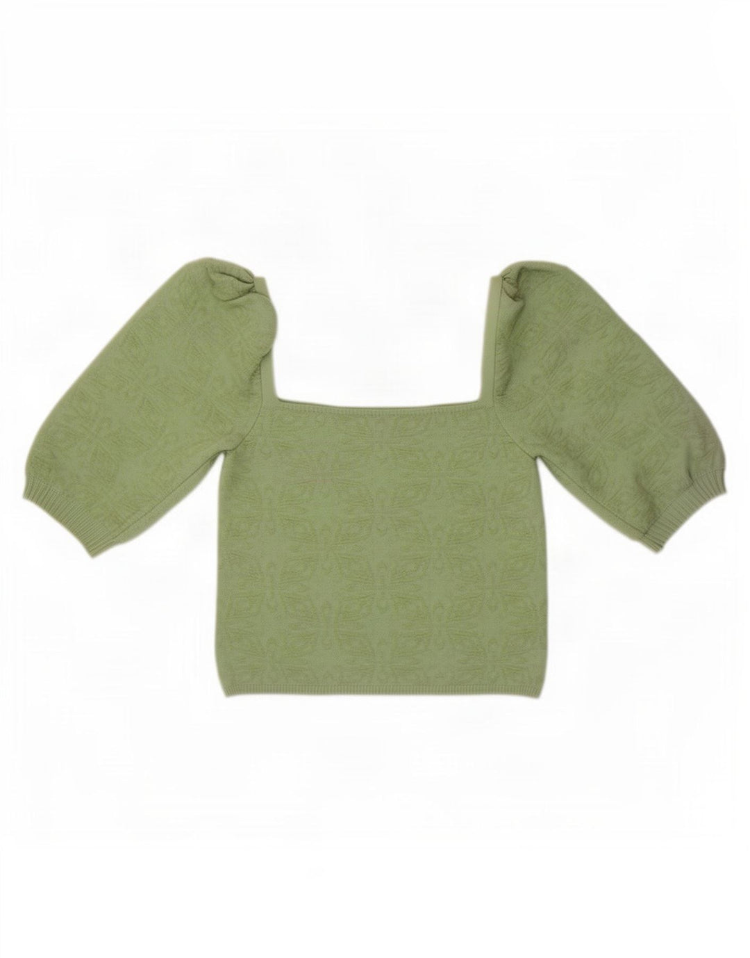 Top corto da donna con spalle scoperte Zara UK 14 poliestere floreale verde grande