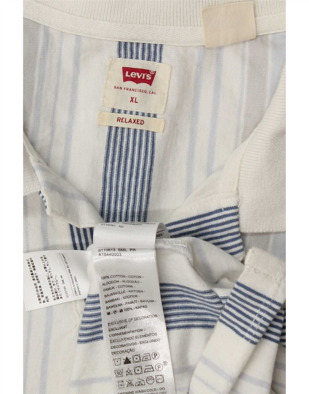 Polo Levi's da uomo rilassata XL in cotone a righe blu