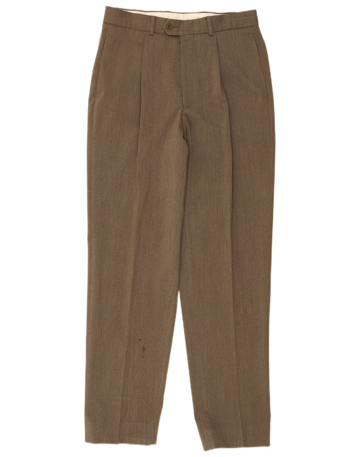 Pantaloni da abito con pegging da uomo Marks & Spencer W32 L33 Lana nuova kaki