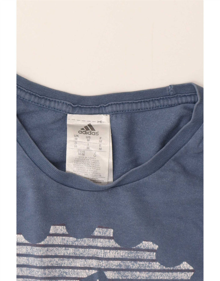 T-shirt grafica da uomo Adidas Top in cotone blu medio