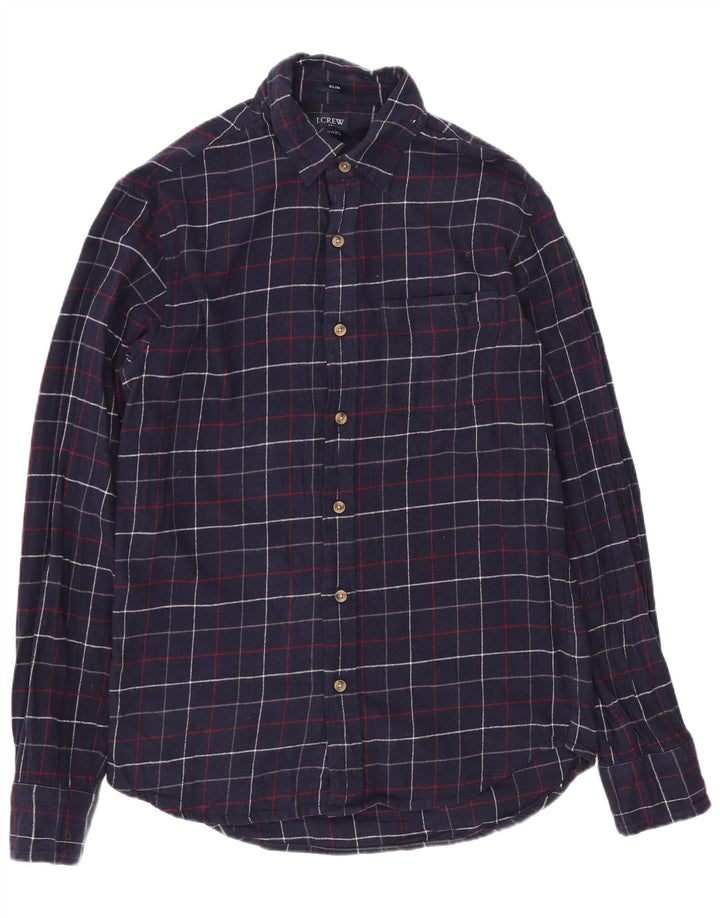 J. CREW Camicia da uomo slim fit in flanella piccola in cotone a quadri blu navy