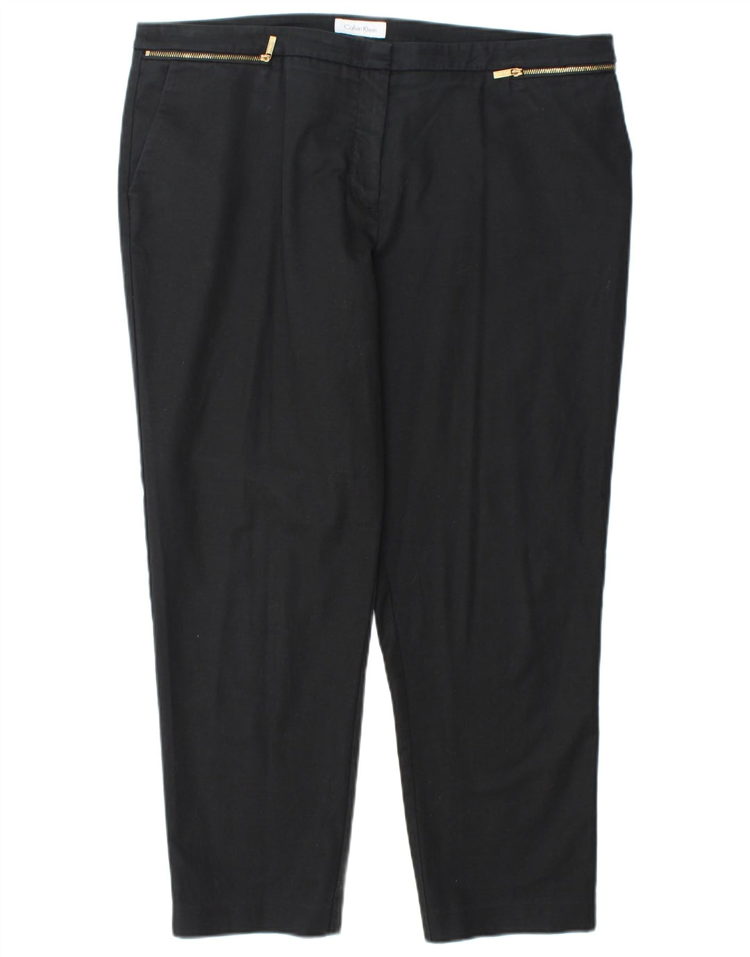 CALVIN KLEIN Pantaloni cropped dritti da donna W38 L27 cotone nero