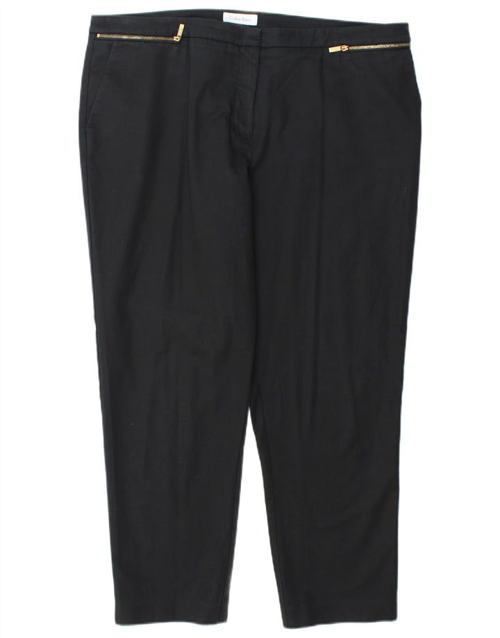 CALVIN KLEIN Pantaloni cropped dritti da donna W38 L27 cotone nero