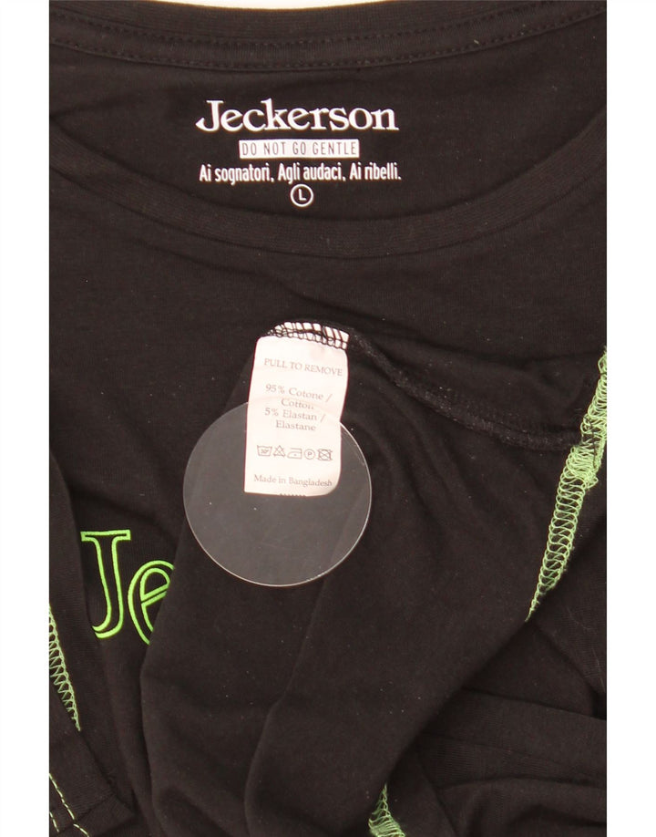 T-shirt grafica da uomo Jeckerson Top grande in cotone nero
