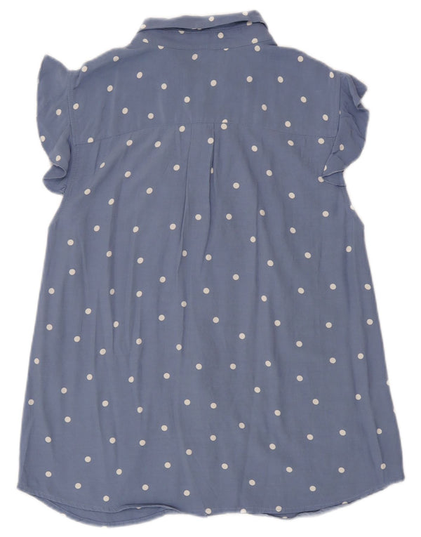 LAURA ASHLEY Camicia a maniche corte da donna Camicetta UK 12 Blu medio maculato