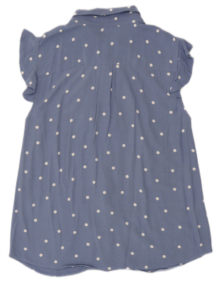 LAURA ASHLEY Camicia a maniche corte da donna Camicetta UK 12 Blu medio maculato