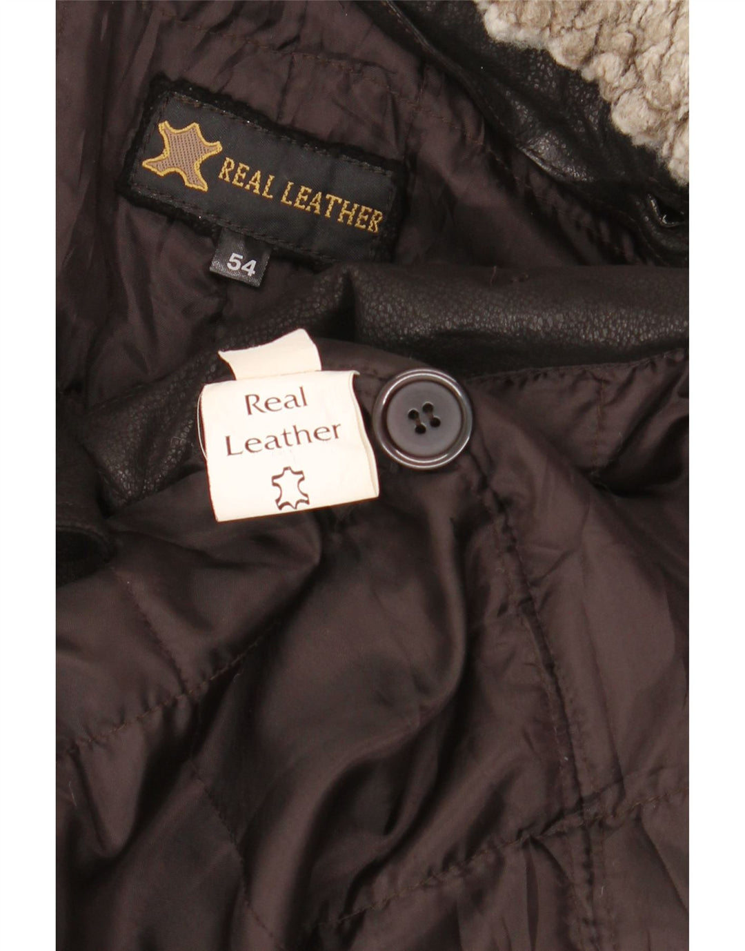 Cappotto in pelle vintage da uomo IT 54 2XL Pelle nera