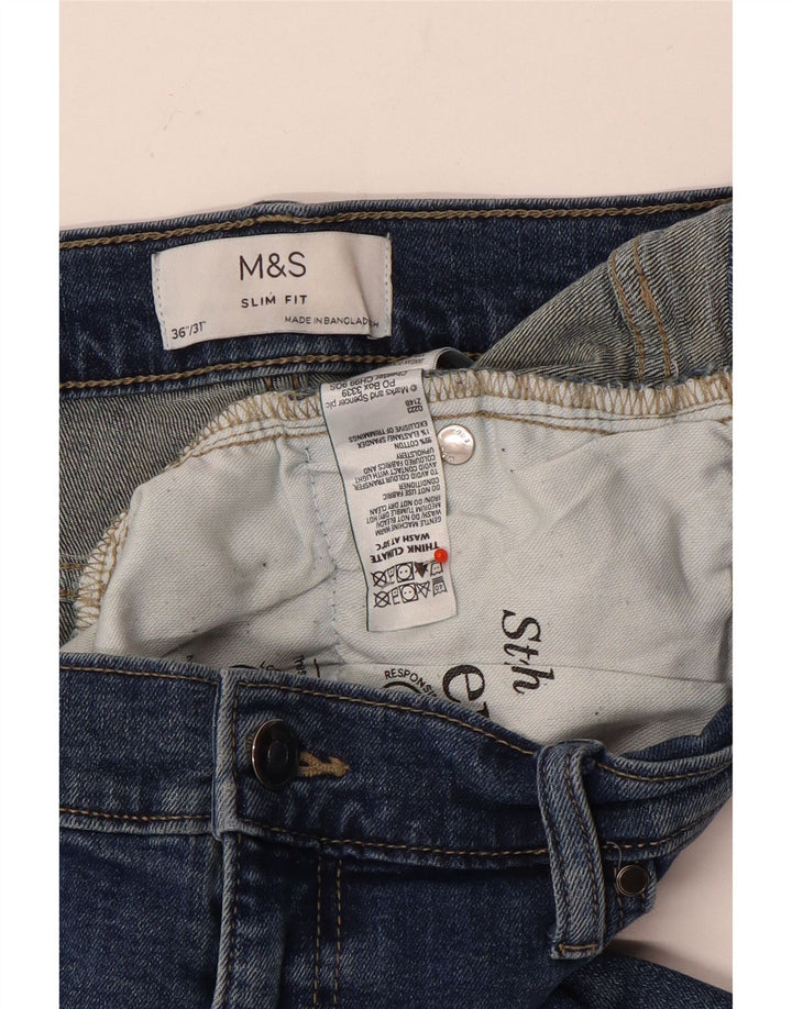 Jeans slim da uomo Marks & Spencer W36 L31 cotone blu