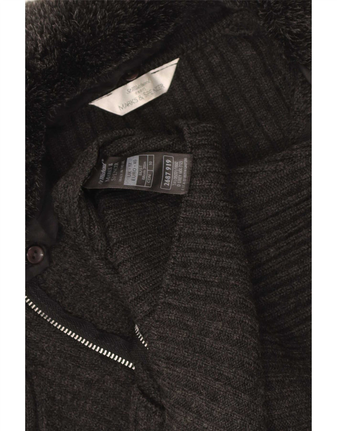 Maglione cardigan da donna Marks & Spencer UK 12 Acrilico grigio medio
