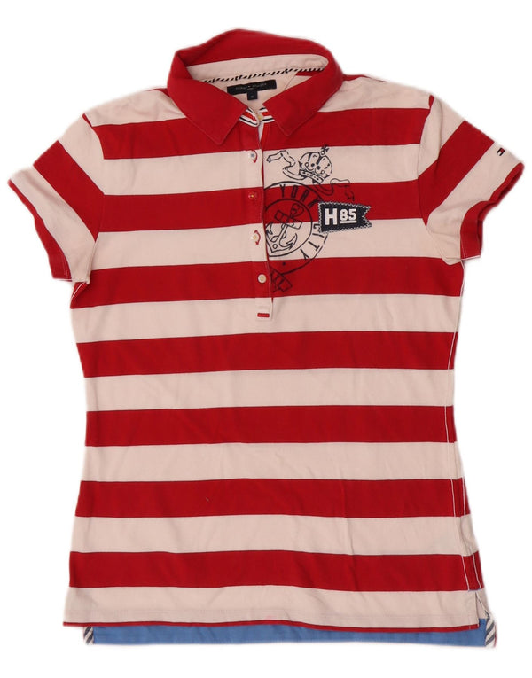 Polo da rugby grafica da donna Tommy Hilfiger UK 12 a righe rosse medie