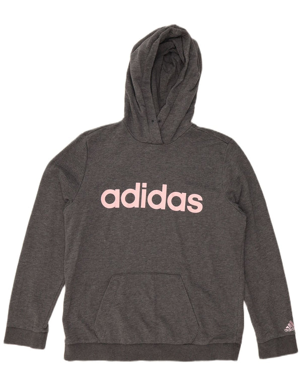Maglione con cappuccio grafico da donna ADIDAS UK 16/18 Large Grigio Poliestere