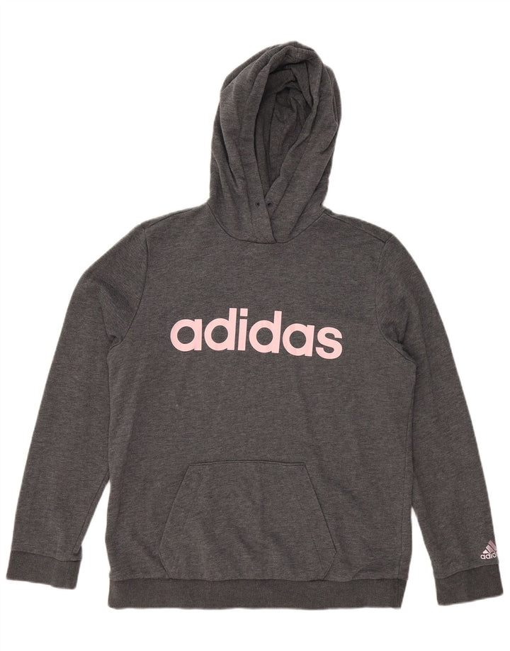 Maglione con cappuccio grafico da donna ADIDAS UK 16/18 Large Grigio Poliestere