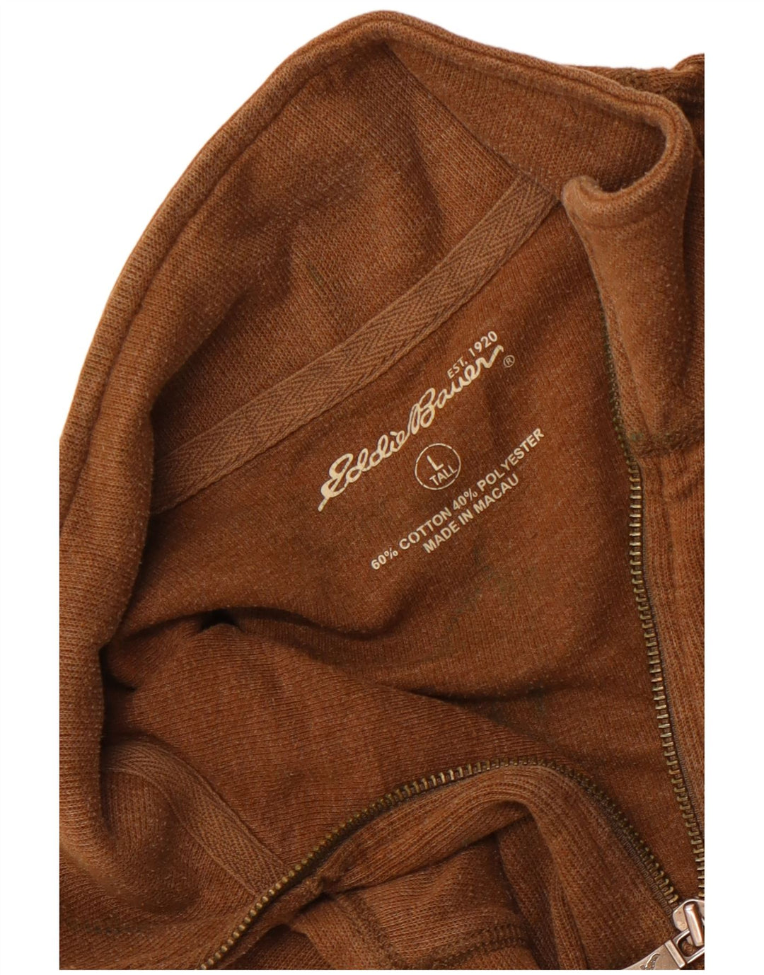 Eddie Bauer Felpa da uomo con collo alto con zip, maglione grande, cotone marrone