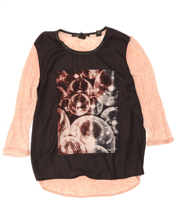 Top grafico da donna Scotch & Soda manica 3/4 taglia 1 piccolo blocco colore nero