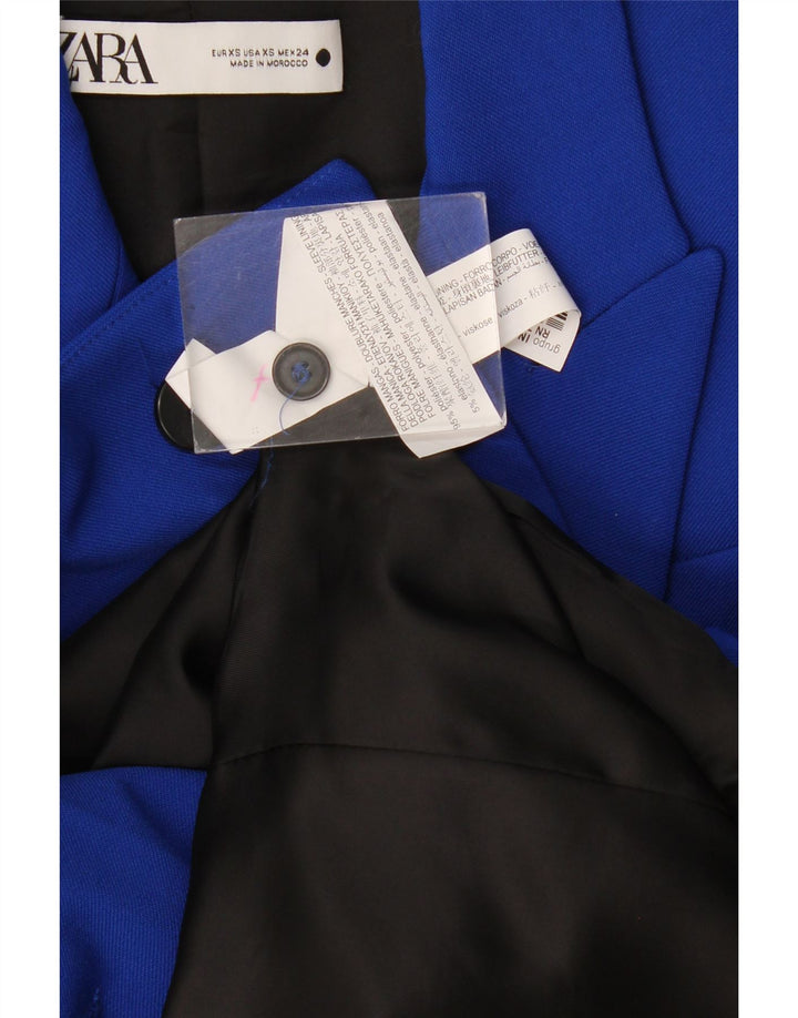 Giacca blazer doppiopetto vestibilità ampia da donna Zara UK 6 XS poliestere blu