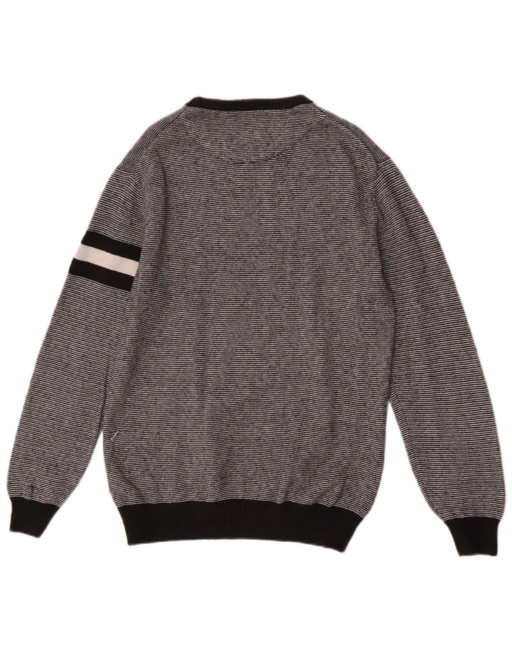 Maglione maglione girocollo da uomo Guess in cotone a righe nere medie