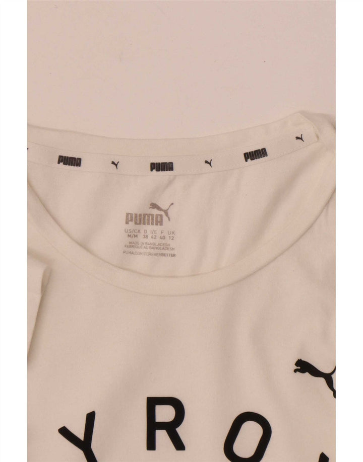 T-shirt grafica da donna Puma UK 12 Medium Bianca