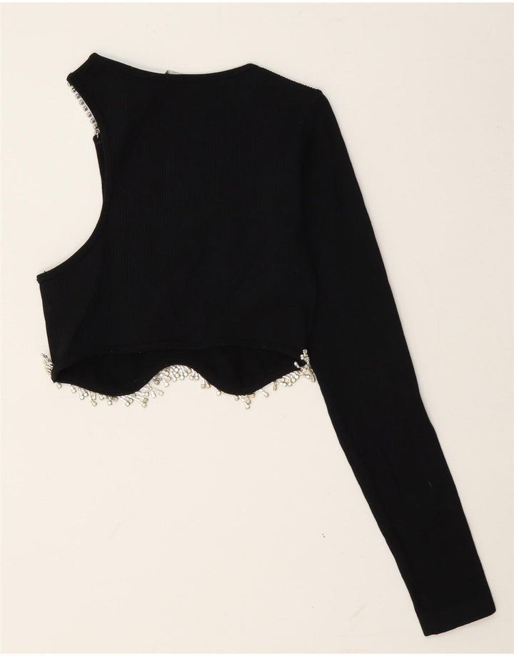 Top corto monospalla da donna Zara UK 14 grande nero