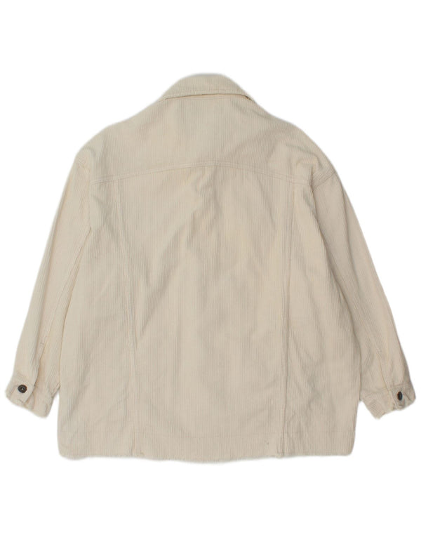 Giacca da donna oversize in velluto a coste Zara UK 10 piccola in cotone bianco sporco
