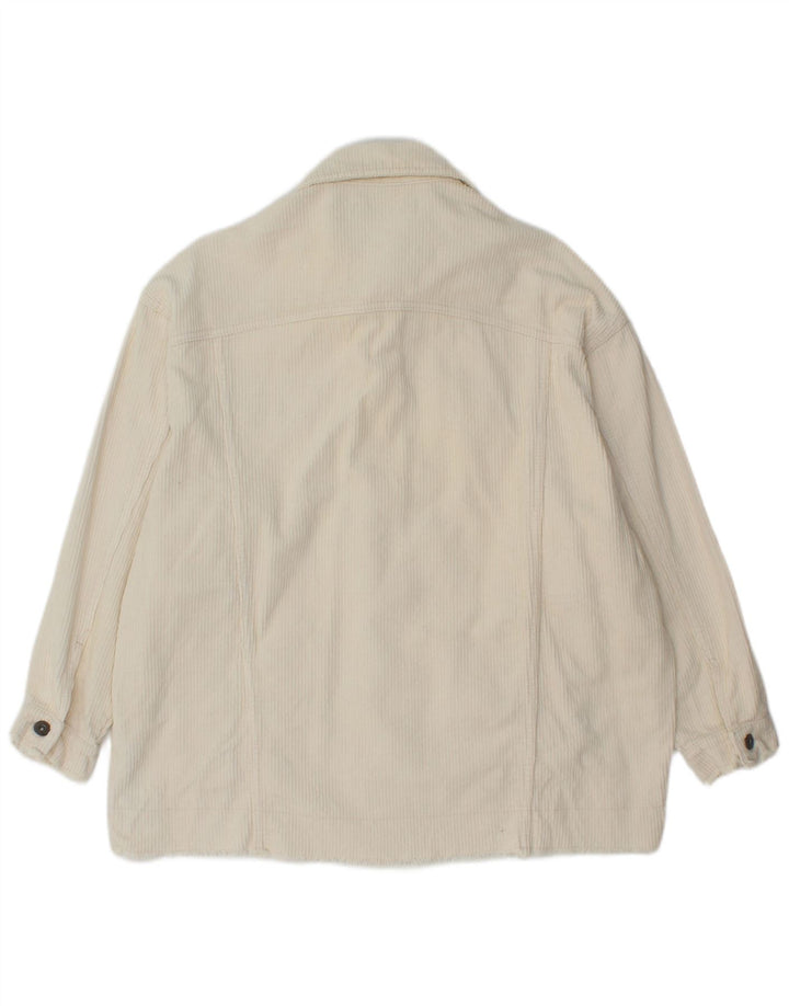 Giacca da donna oversize in velluto a coste Zara UK 10 piccola in cotone bianco sporco