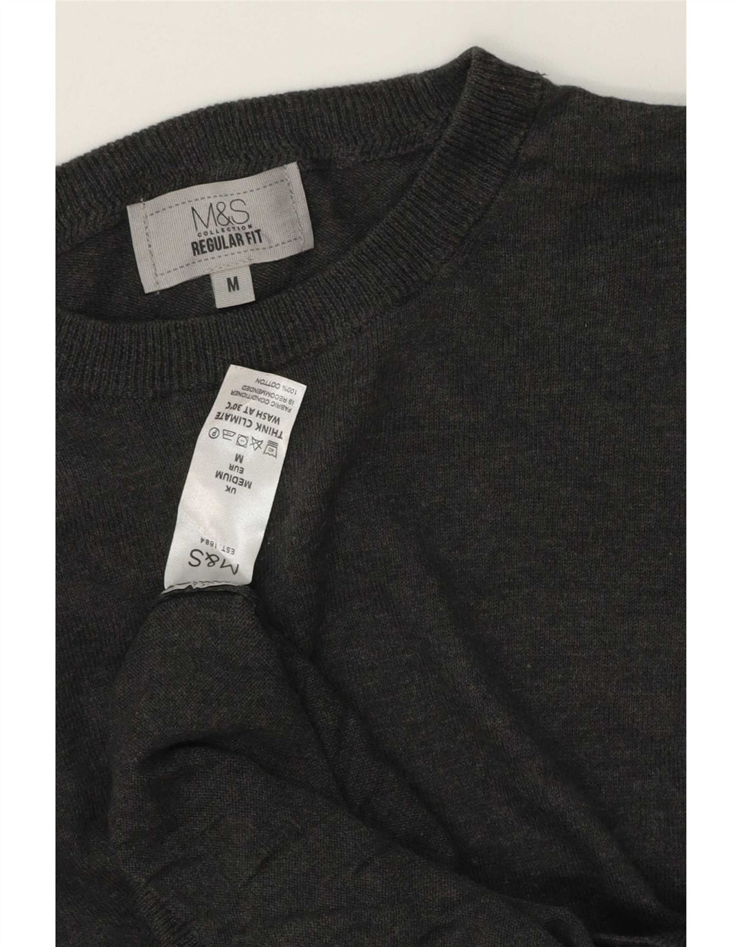 Maglione da uomo Marks & Spencer vestibilità regolare con scollo a barchetta Grigio medio