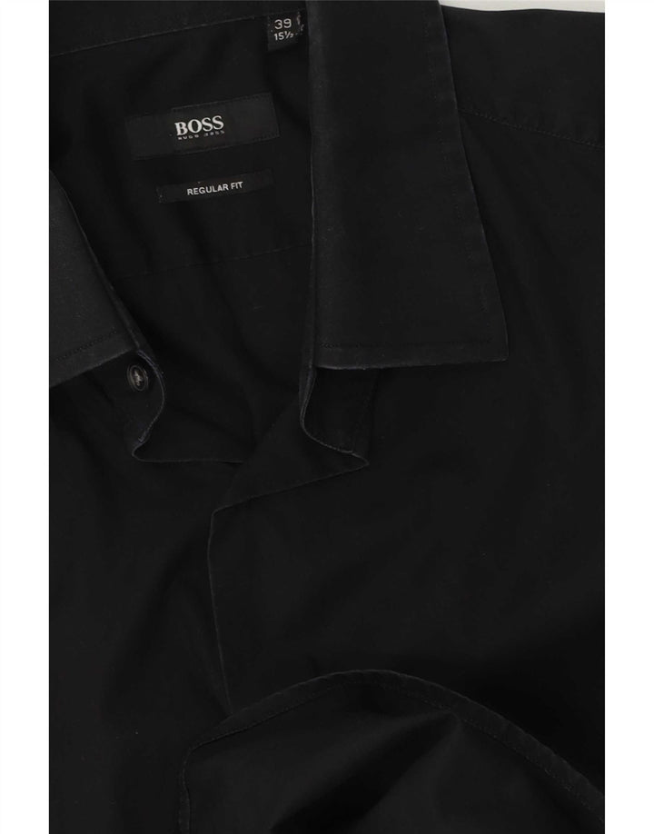 Camicia da uomo vestibilità regolare Hugo Boss taglia 39 15 1/2 media nera