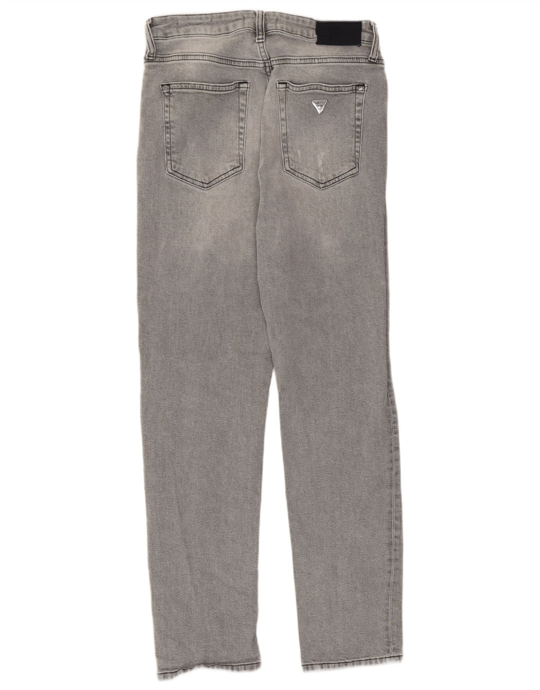 Jeans dritti invecchiati a vita alta da donna Guess W29 L27 cotone grigio