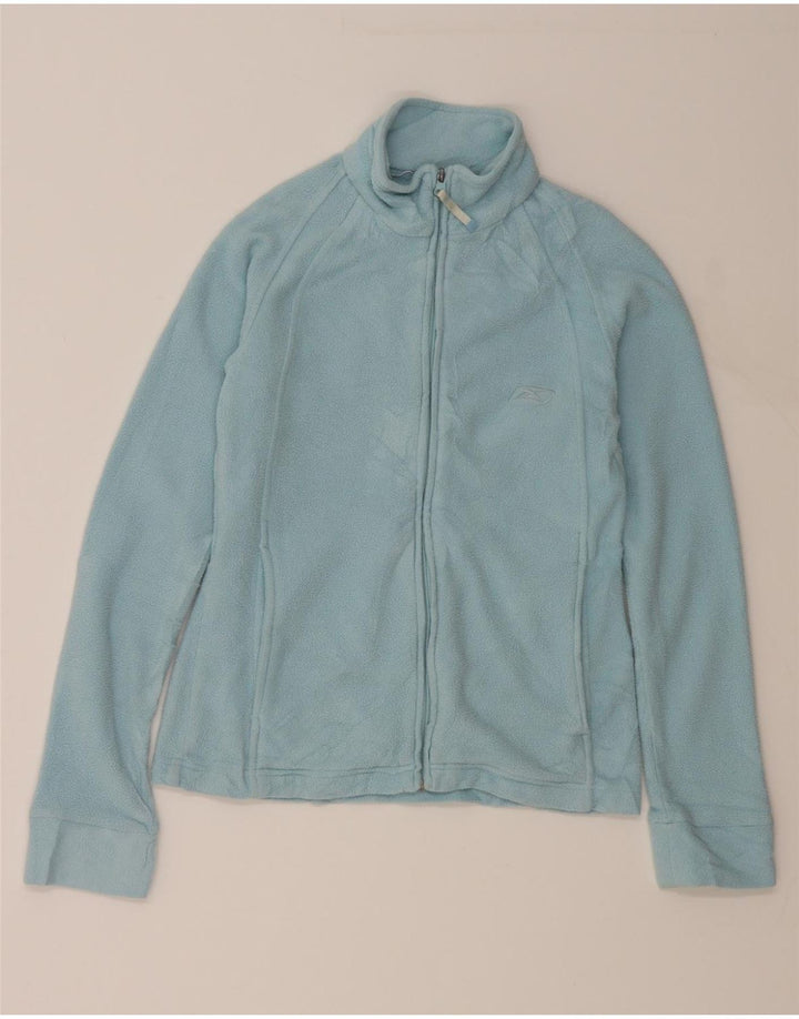 REEBOK Womens Graphic Fleece Jacket UK 10 Small Blue Vintage Reebok and Second-Hand Reebok from Messina Hembry 