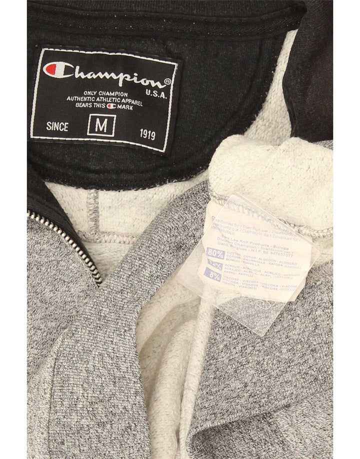 Felpa Champion da uomo con zip e collo, maglione, cotone color block grigio medio
