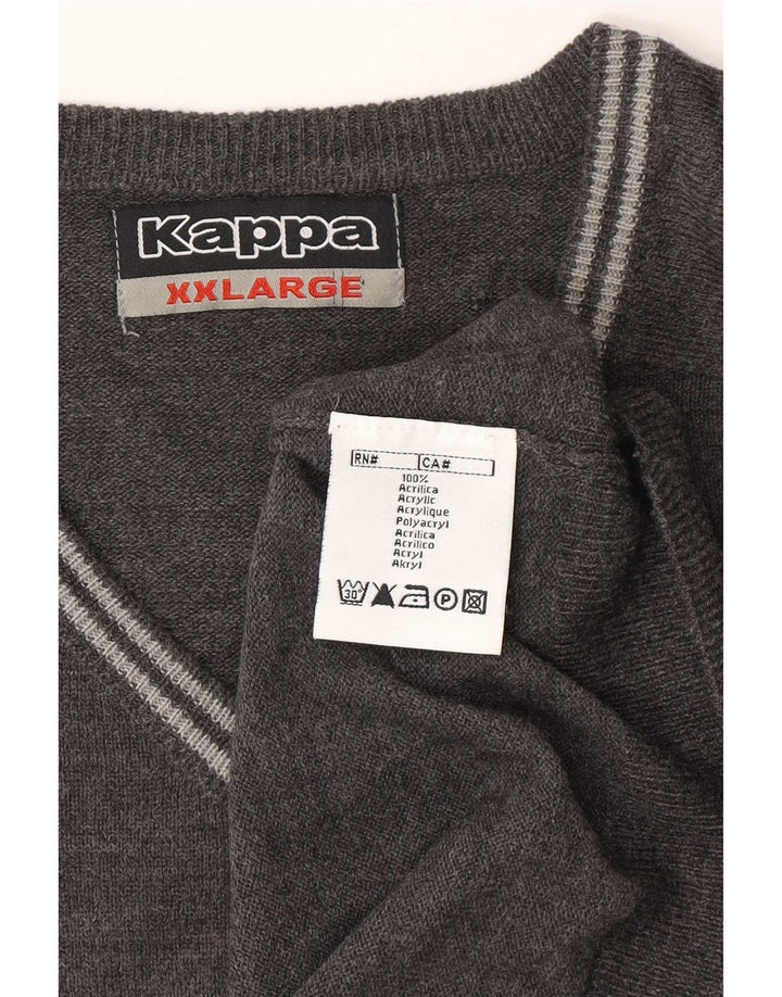 Maglione Kappa da uomo con scollo a V 2XL grigio acrilico