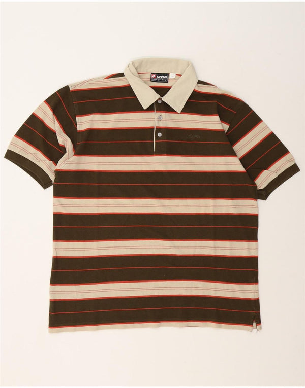 Polo da uomo Lotto 2XL in cotone a righe marrone