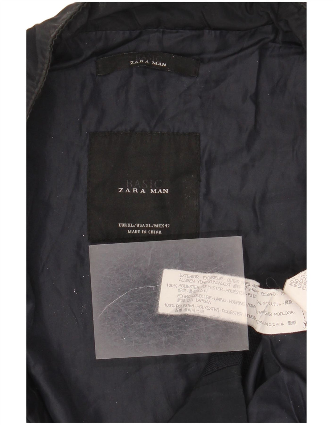 Giubbotto bomber da uomo Zara UK 42 XL poliestere blu navy