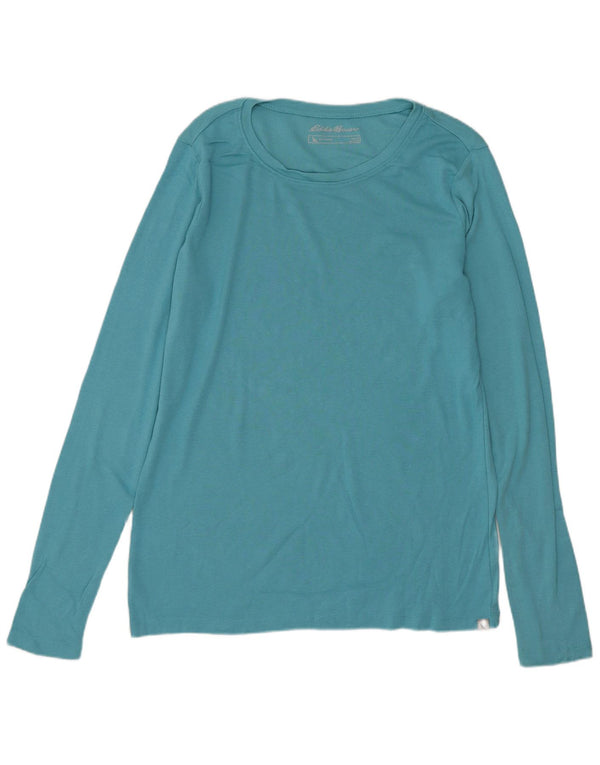 Maglietta da donna a maniche lunghe Eddie Bauer UK 14 grande cotone blu