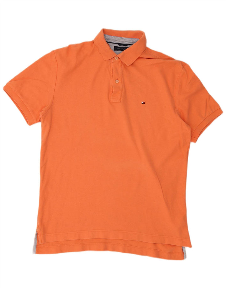 Polo da uomo Tommy Hilfiger grande in cotone arancione