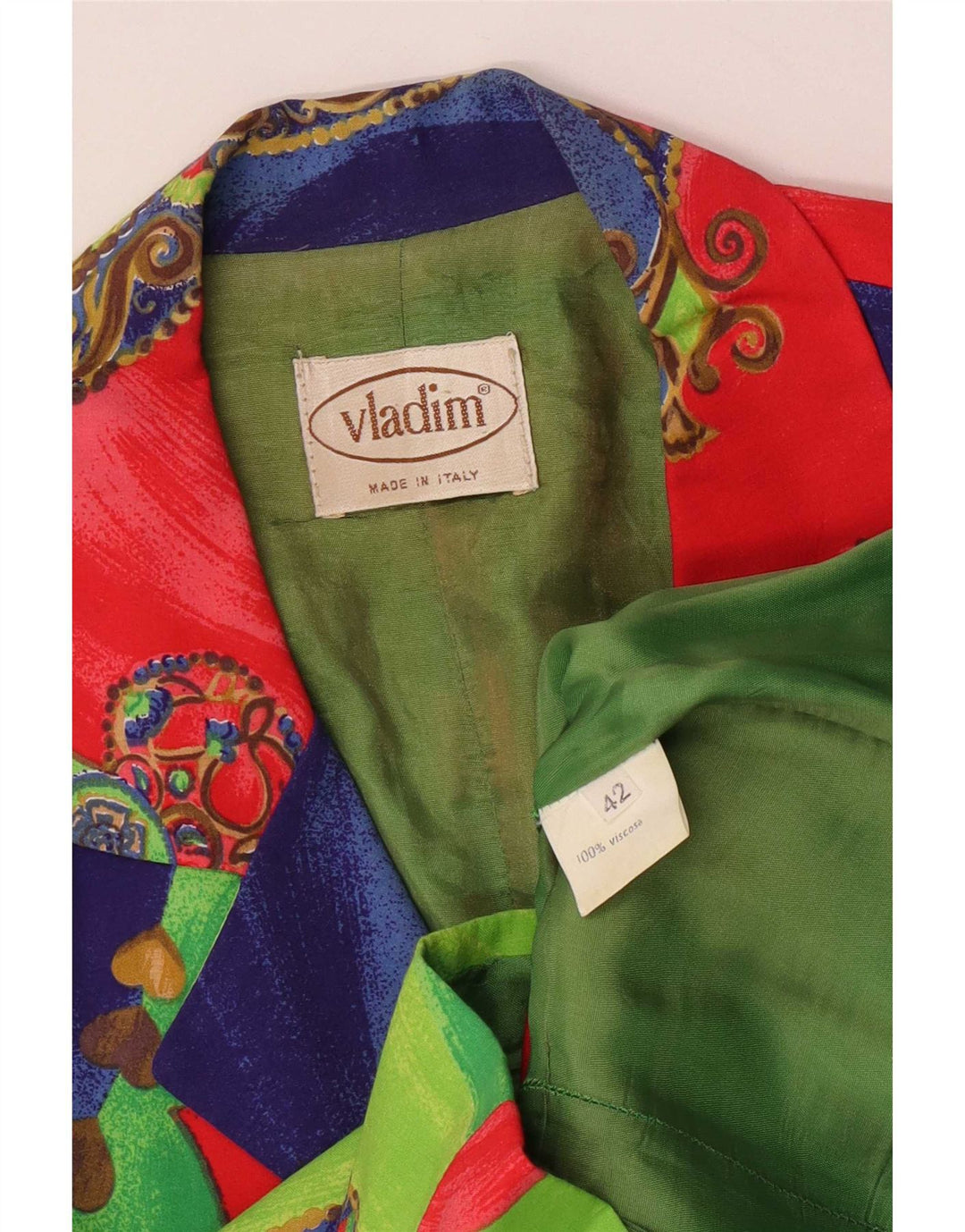 Giacca blazer vintage da donna IT 42 Patchwork medio multicolore