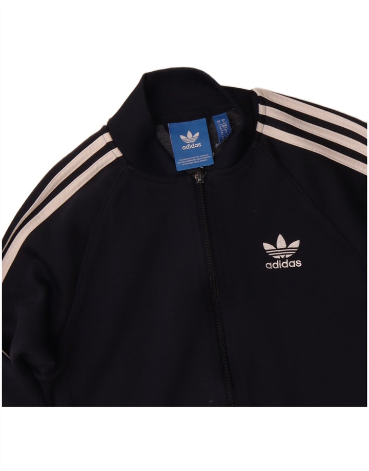 Giacca da ginnastica da uomo Adidas piccola in poliestere blu navy