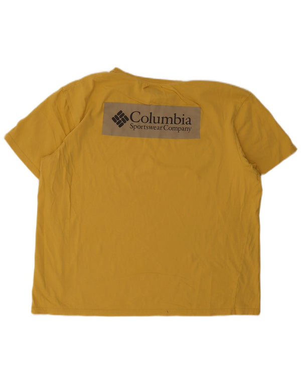 Columbia Mens Graphic T-Shirt Top XL Yellow Cotton