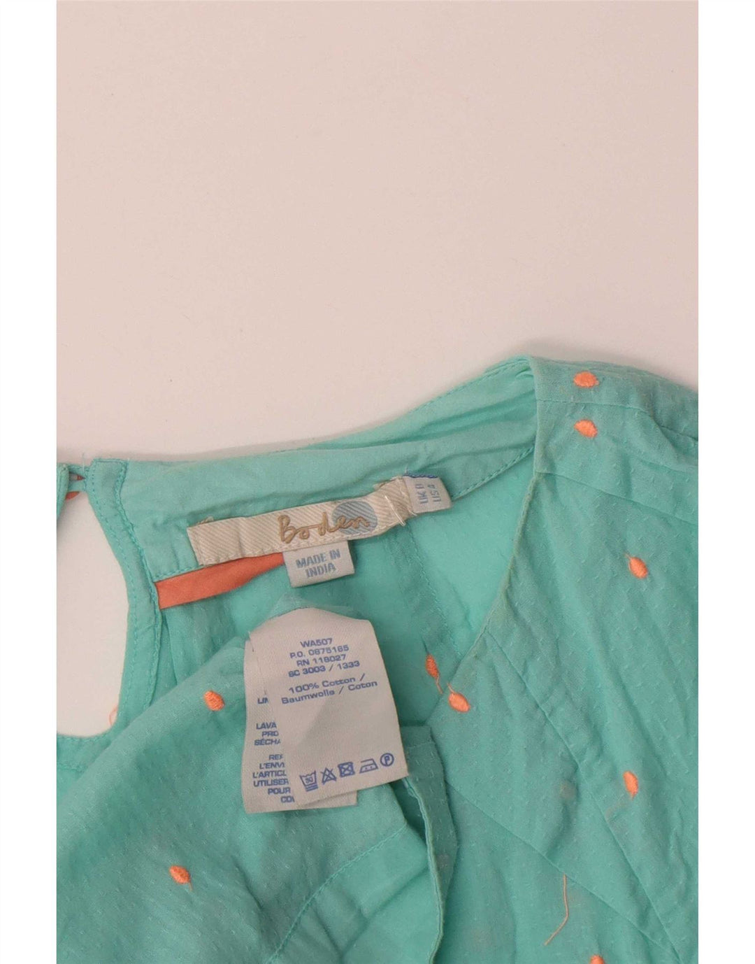 Boden Camicetta da donna Top UK 8 Piccolo cotone maculato turchese