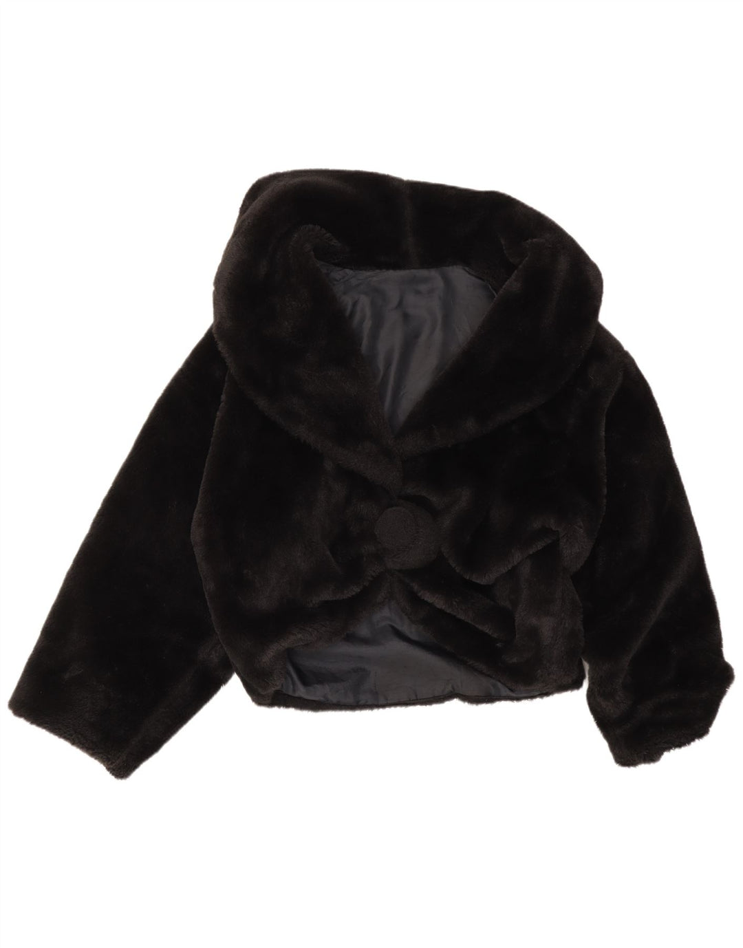 Giacca vintage oversize in pelliccia sintetica da donna UK 16 grande nera