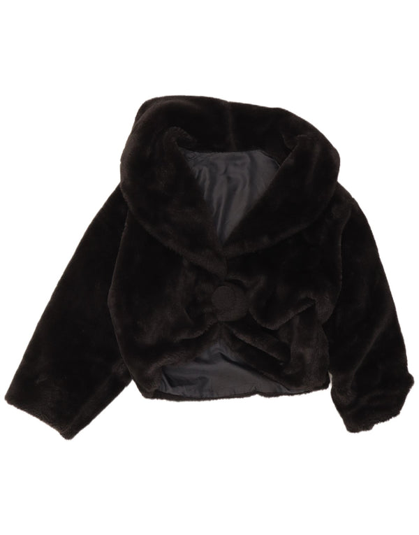 Giacca vintage oversize in pelliccia sintetica da donna UK 16 grande nera