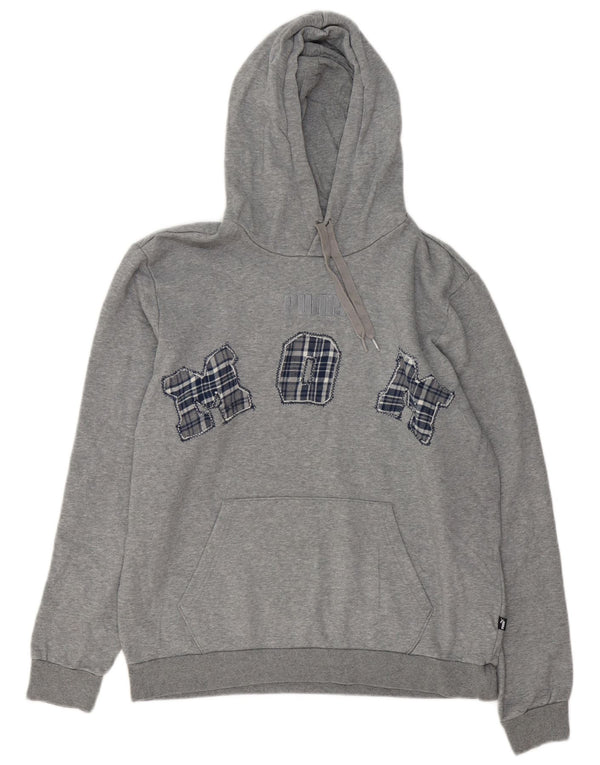 Felpa con cappuccio grafica da uomo Puma grande in cotone chiazzato grigio