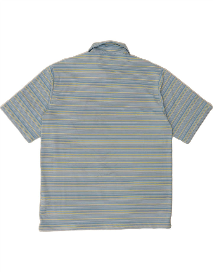 NIKE Mens Polo Shirt UK 42/44 Large Blue Striped Polyester Vintage Nike and Second-Hand Nike from Messina Hembry 