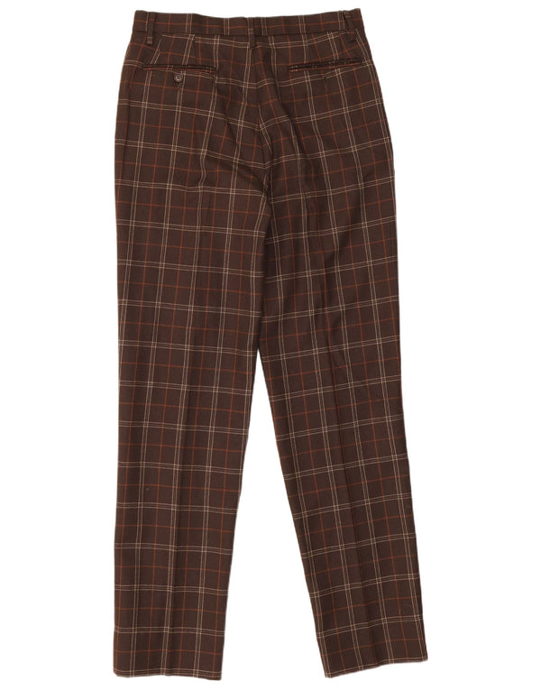 Pantaloni da abito affusolati da uomo Sisley IT 46 Small W30 L32 Acetato a quadri marroni