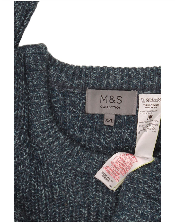 Maglione maglione girocollo da uomo Marks & Spencer 2XL Acrilico chiazzato blu