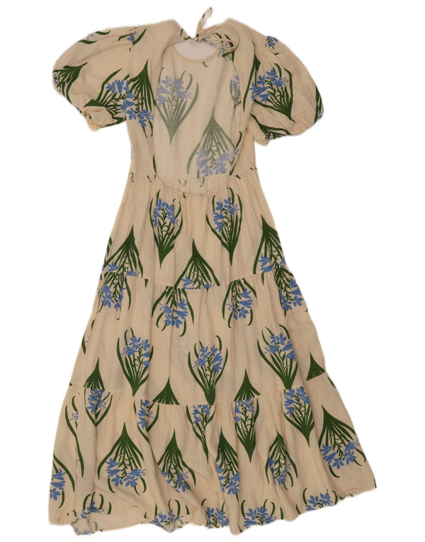 Abito a strati da donna Zara UK 12 Viscosa floreale beige medio